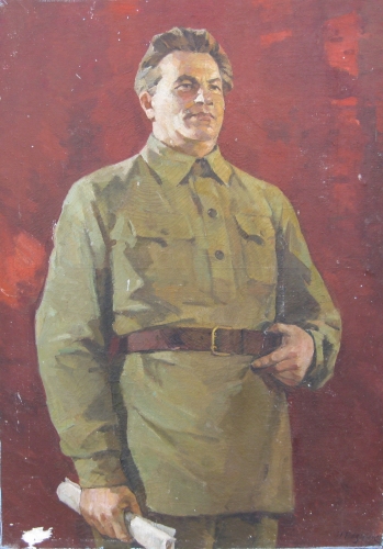 Портрет военнослужащего  140-100 см. холст масло 