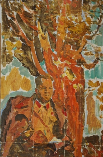  Портрет Гайдара 51-35 см. картон масло  1970е 