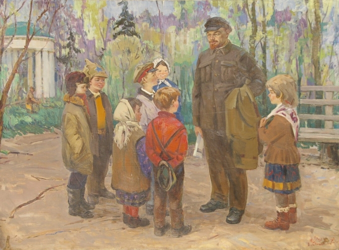 Ленин и дети 140-200 холст, масло