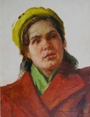 Женский портрет 34-24 см. картон масло 1957 г. 