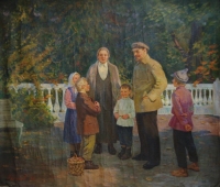  Ленин отдыхает с детьми 139-160 см. холст масло 1982г.  