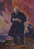 Портрет В.И. Ленина  26-18 см.  картон масло 1970е 