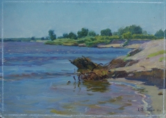 Река  Днепр 23,5-33 см. картон масло 1954г 