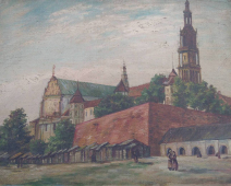 Пейзаж,вид на Ясногорский монастырь,г.Ченстохова,Польша 31-41 см., холст, масло 1