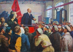 Выступление  Ленина на встрече 112-158 см. холст масло 1960-е г 
