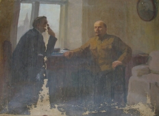  Ленин и Горький за беседой 150-200 см. холст масло 