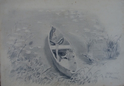 Лодка 20-28,5 см. бумага графит 1955г 