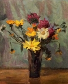 Цветы в темной вазе 39-32 см. холст, масло 1979
