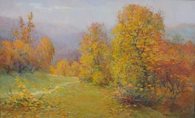 Осенний пейзаж 80-130 см. холст масло  1990г