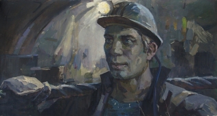 Портрет шахтера 85-155 холст, масло 1970г.