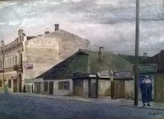 Луцк. Улица Пилсудского в 1931. Холст, масло.