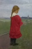 Девочка в красном платье начало XX ст. Холст, масло.