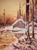 Зима 28-40 см., картон, масло 1975 