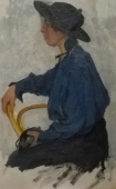 Портрет дочери Елены в черной шляпе. Конец 1910-х. Холст, масло.