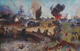 Танковое сражение 128-196 см. холст, масло 1972 г. 