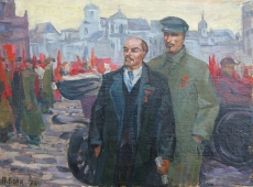 Ленин 26-34 см. картон, масло 1974г 