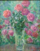 Натюрморт с розами 50-35 см., картон, масло 1993 год