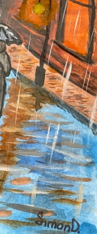 Прогулка под дождем 30-40 см., бумага, акварель 2025 год  - 3