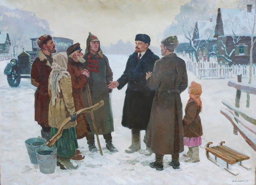 Встреча с Лениным 129-178 см. холст, масло 1981г  