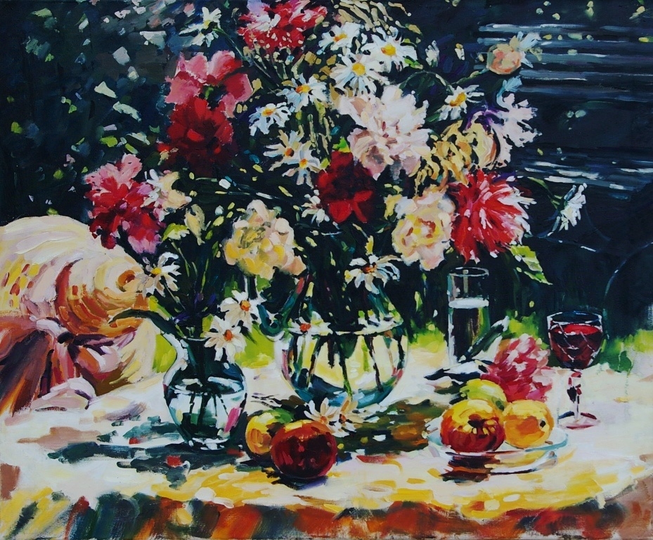 Натюрморт Цветы из сада  65-80 см. холст, масло 2000е  