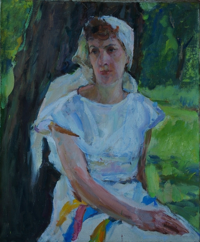 Портрет девушки у дерева  60-50 см. холст масло   1970е 