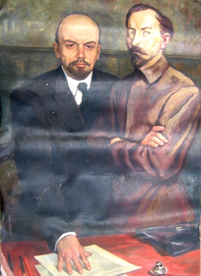 Ленин с Дзержинским 145-100 см. холст масло 