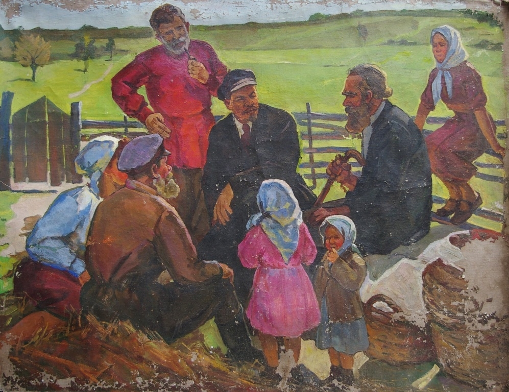 Ленин с детьми 100-130 см. холст масло 1970е 