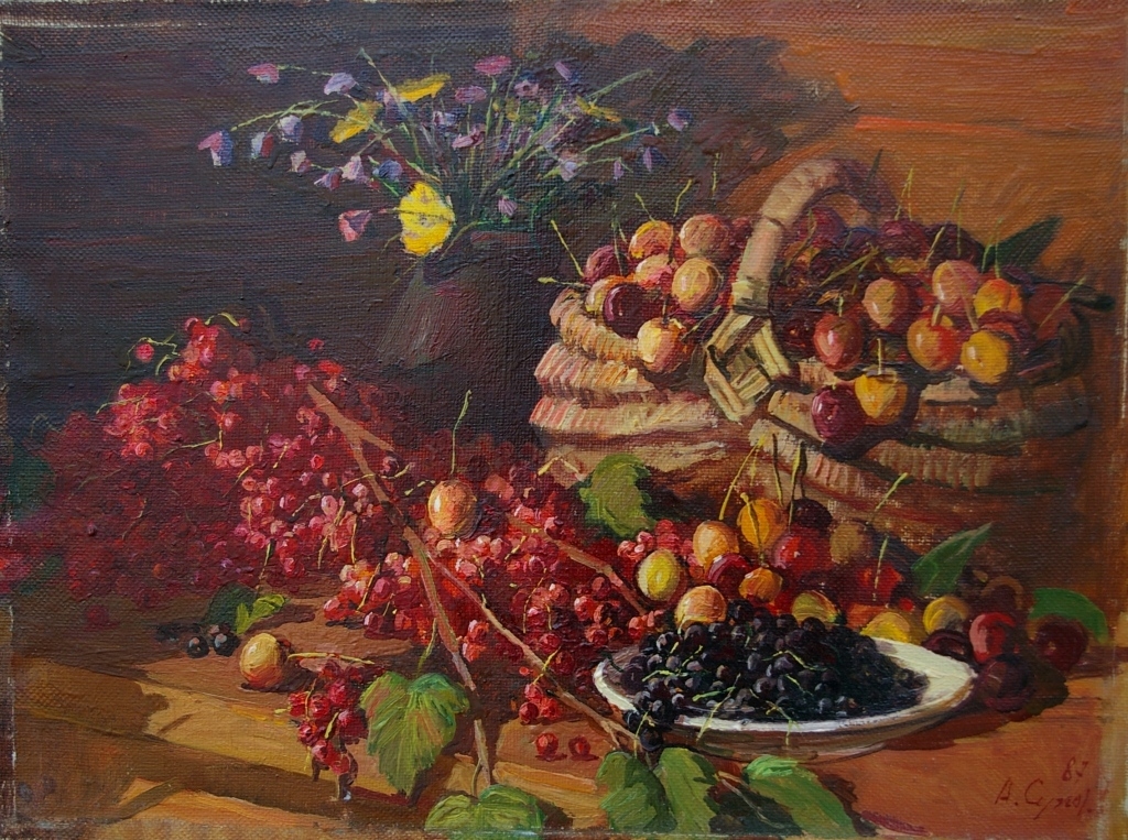 Натюрморт с полевыми цветами 35-47 холст, масло 1987г.
