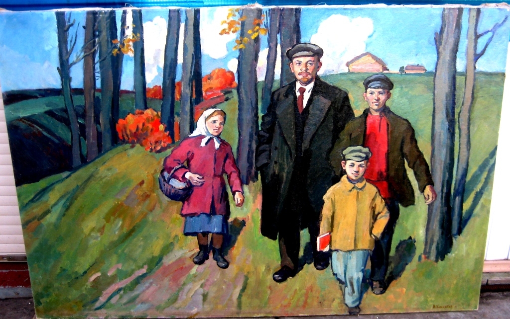 Ленин и дети 120-177 см. холст масло 1970-е г.