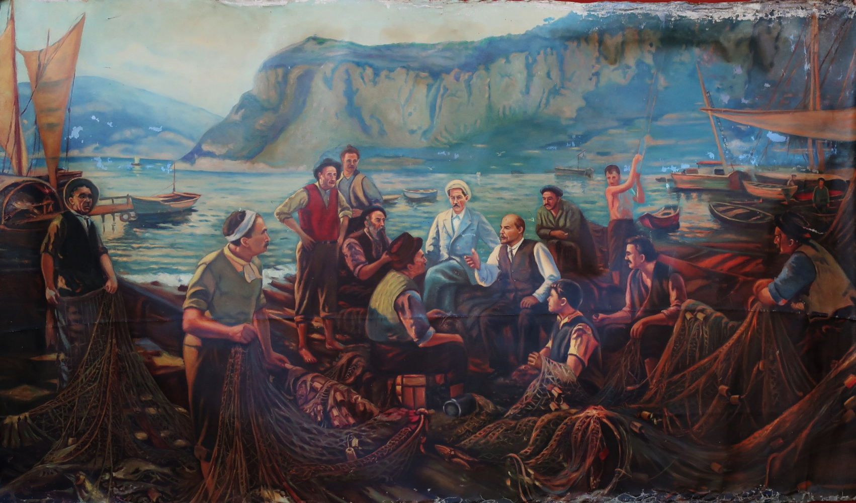 Ленин с рыбаками 133-228 см. холст масло 1960е 