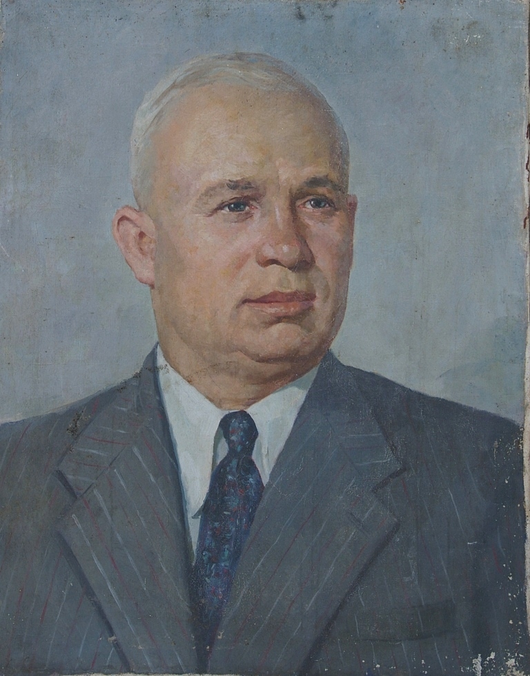 Портрет Хрущева 70,5-55,5 см. холст, масло 1950е 