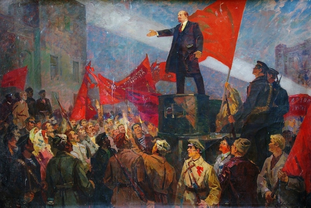  Ленин на броневике 170-251 см. холст масло 1970е 