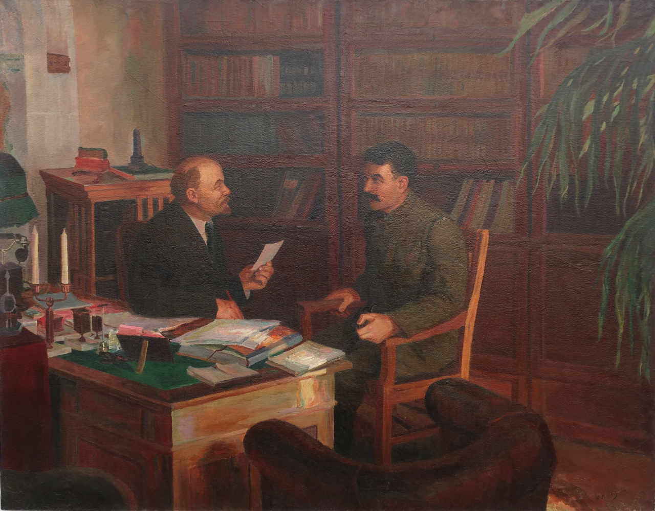 Ленин и Сталин 134-172 см., холст, масло 1946 год