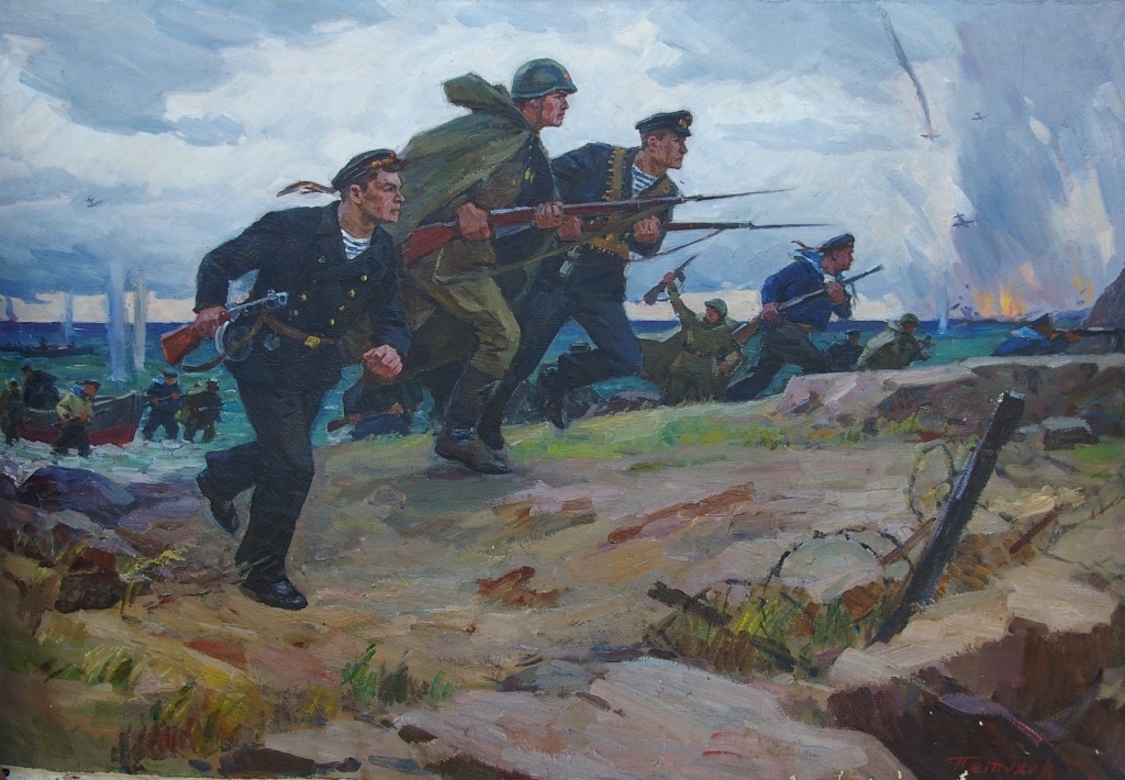 Моряки в бою 100-150 холст, масло 1972г.