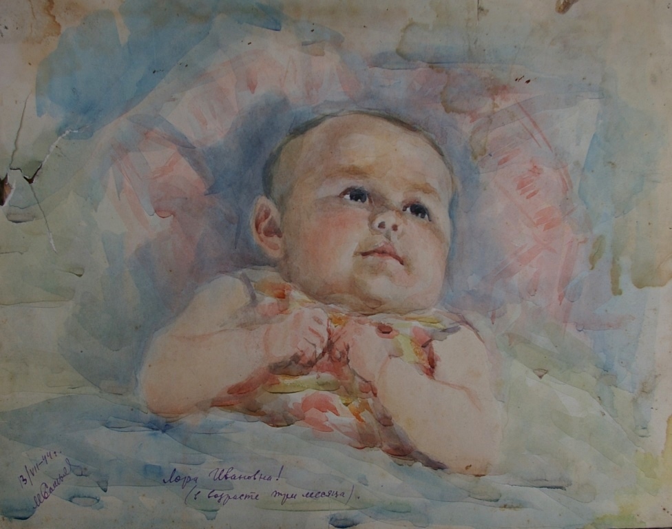 Портрет ребенка  32-40 см.  бумага акварель