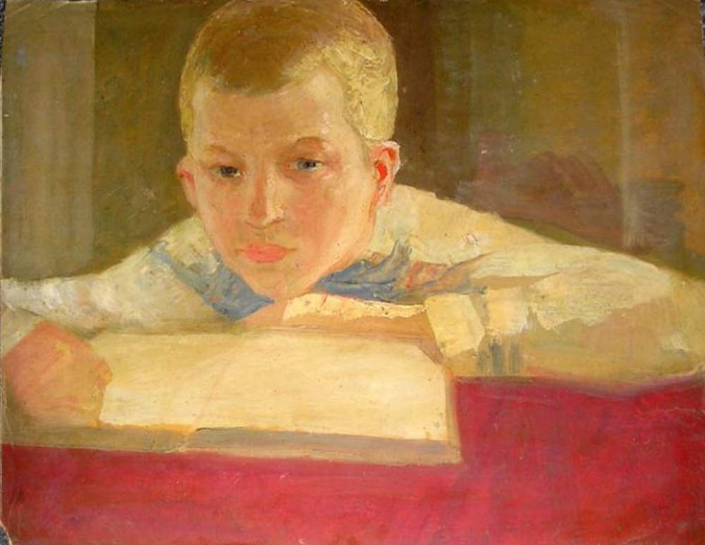 Мальчик с книгой 39-50 картон 1922г.