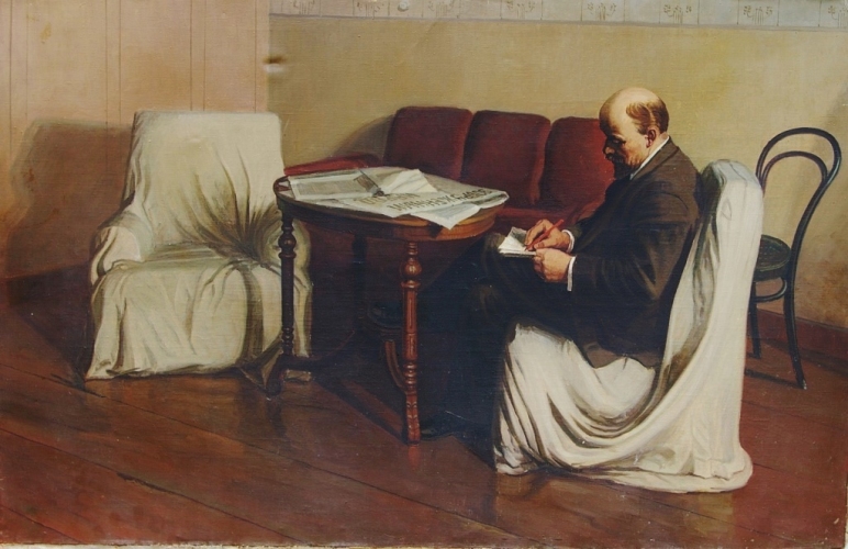 Ленин в кабинете 139-89 см. холст, масло 1970е 