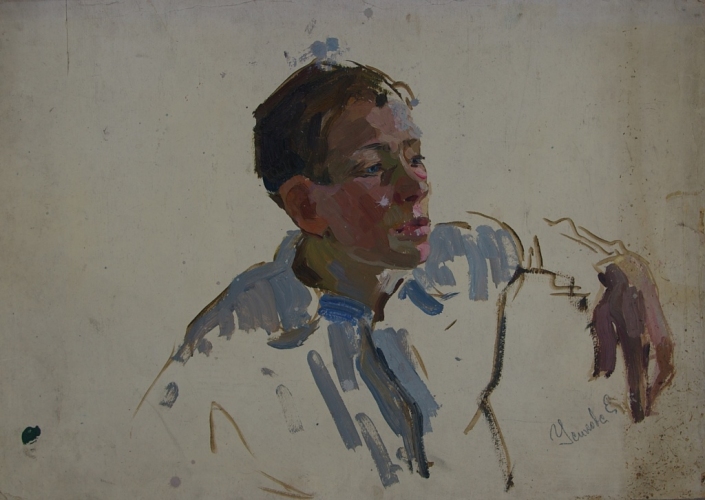 Портрет юноши  50-70 см. картон масло  1960е 