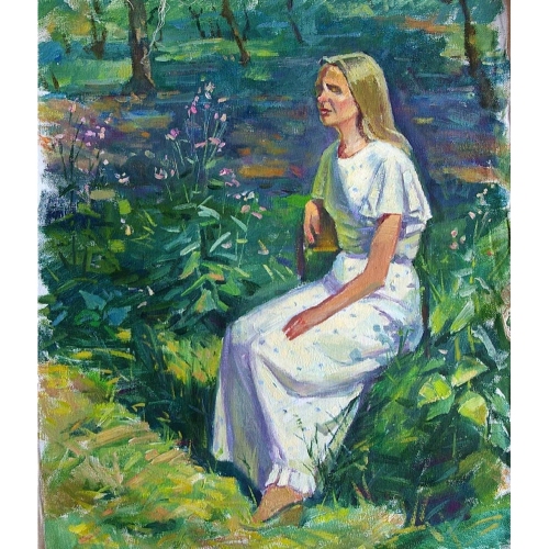 Женский портрет в саду 60-50 холст, масло