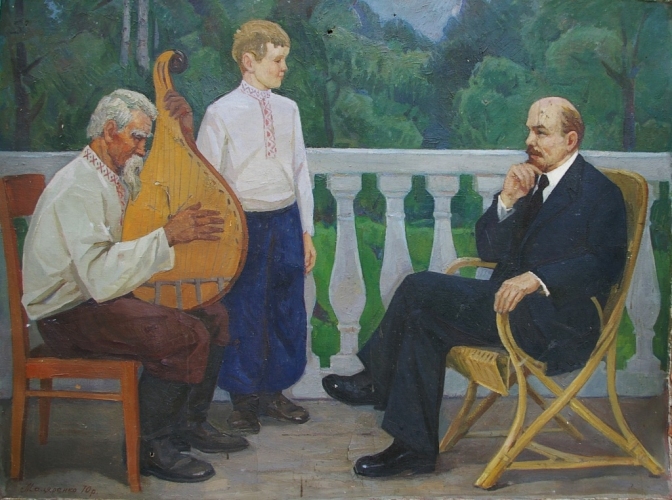 Ленин и музыканты 120-160 см. холст масло 1970г 
