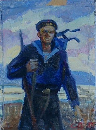 Портрет моряка  35-25 см. картон, масло 1985г 