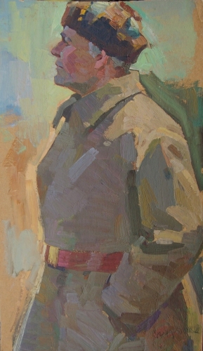 Портрет солдата  67-39 см. картон масло 1980е 