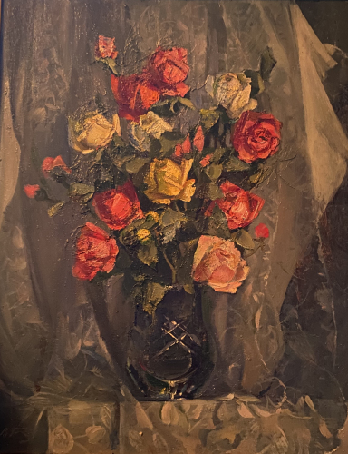 Натюрморт Розы 57-45,4 см., картон, масло 