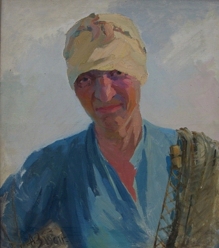 Портрет рыбака  57-50 см. холст масло 1961г  