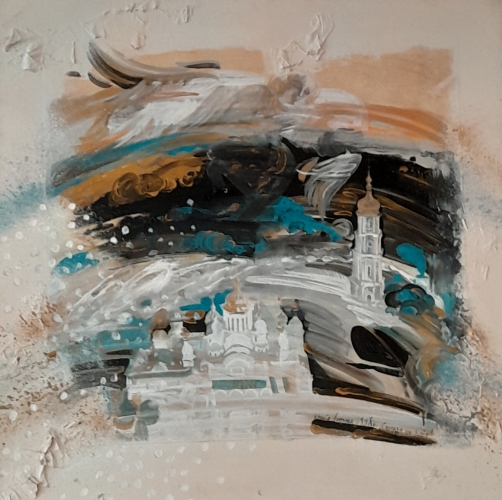 Воспоминание о Киеве 100-100 см., картон, акварель 1998 год 