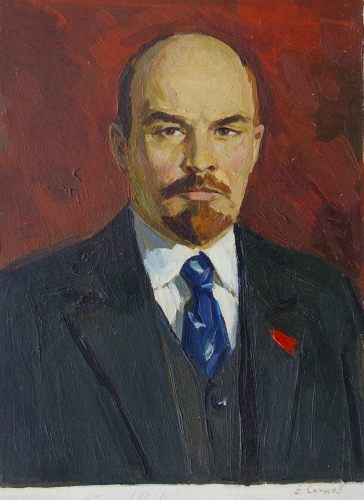Портрет Ленина 36-27 см. картон масло 1970е 