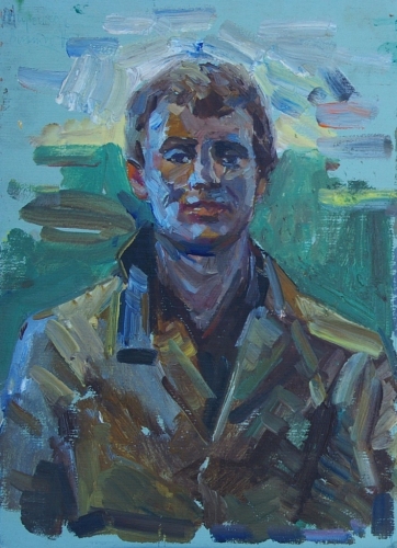 Портрет рыбака  35-25 см. картон, масло 1984г 