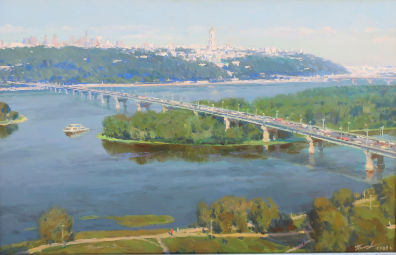 Киев. Мост Патона 45-70 см. холст, масло 2008г 