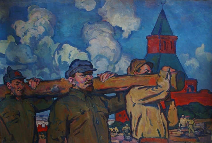  Ленин на субботнике 120-180  см. холст масло 1960-е г.  