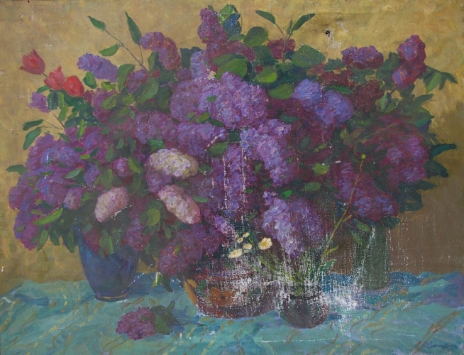 Цветы в вазах 100-130 холст, масло